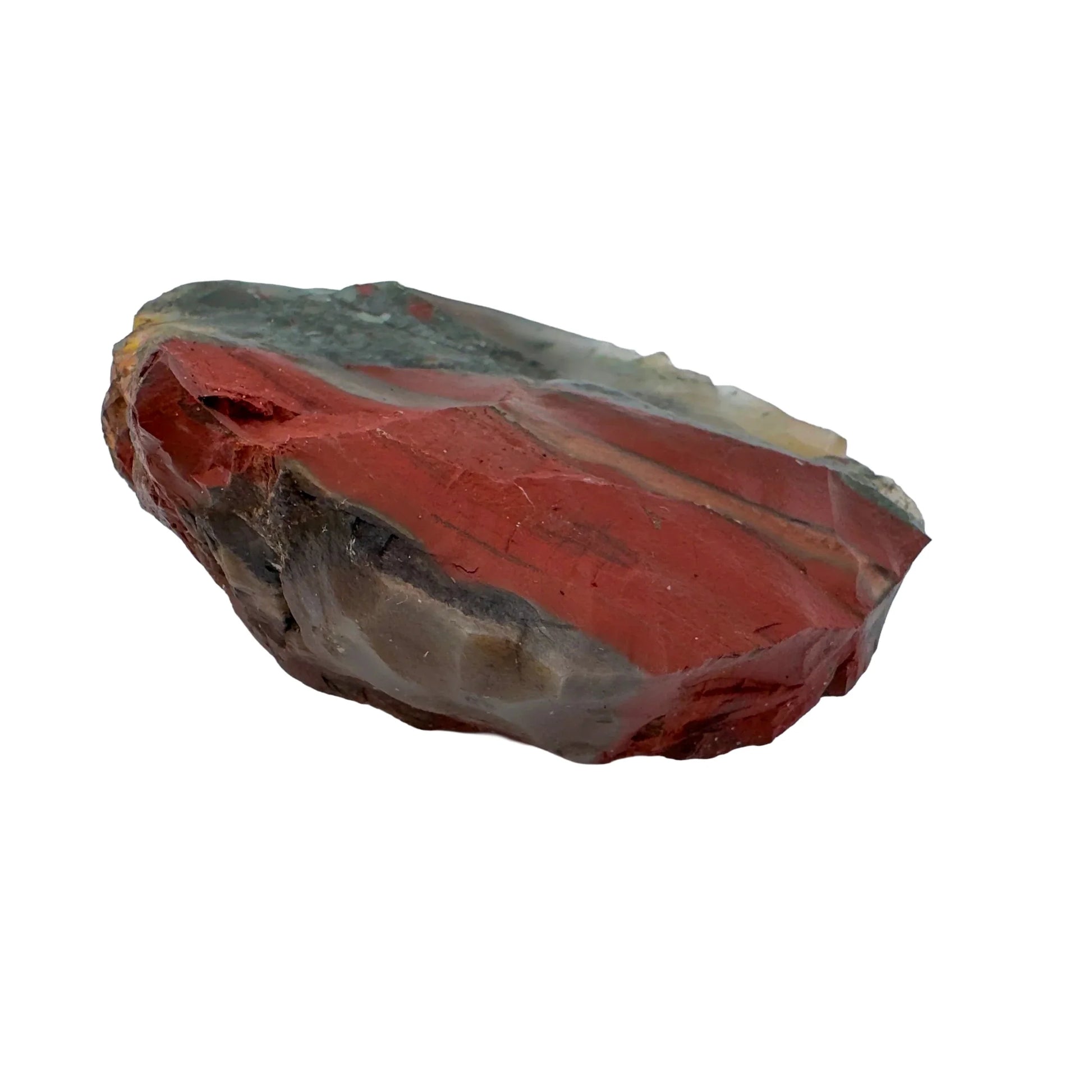 Underside detail of Grade AA Bloodstone specimen, showing natural banding.
