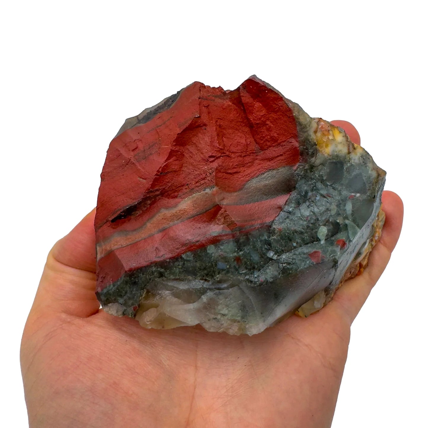 Back view of Grade AA Bloodstone specimen showing natural surface