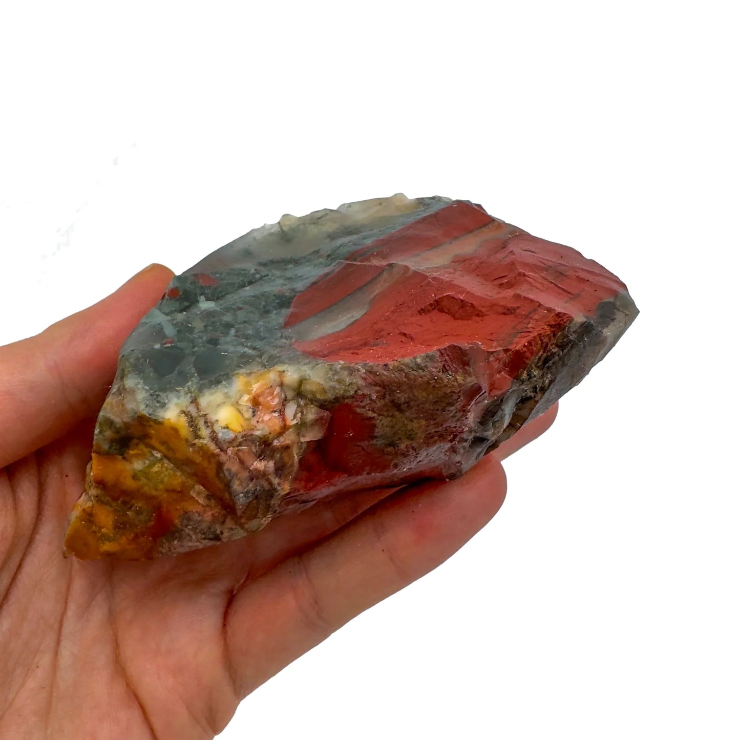 Full profile of Grade AA Bloodstone specimen ready to ship from Beyond Bohemian