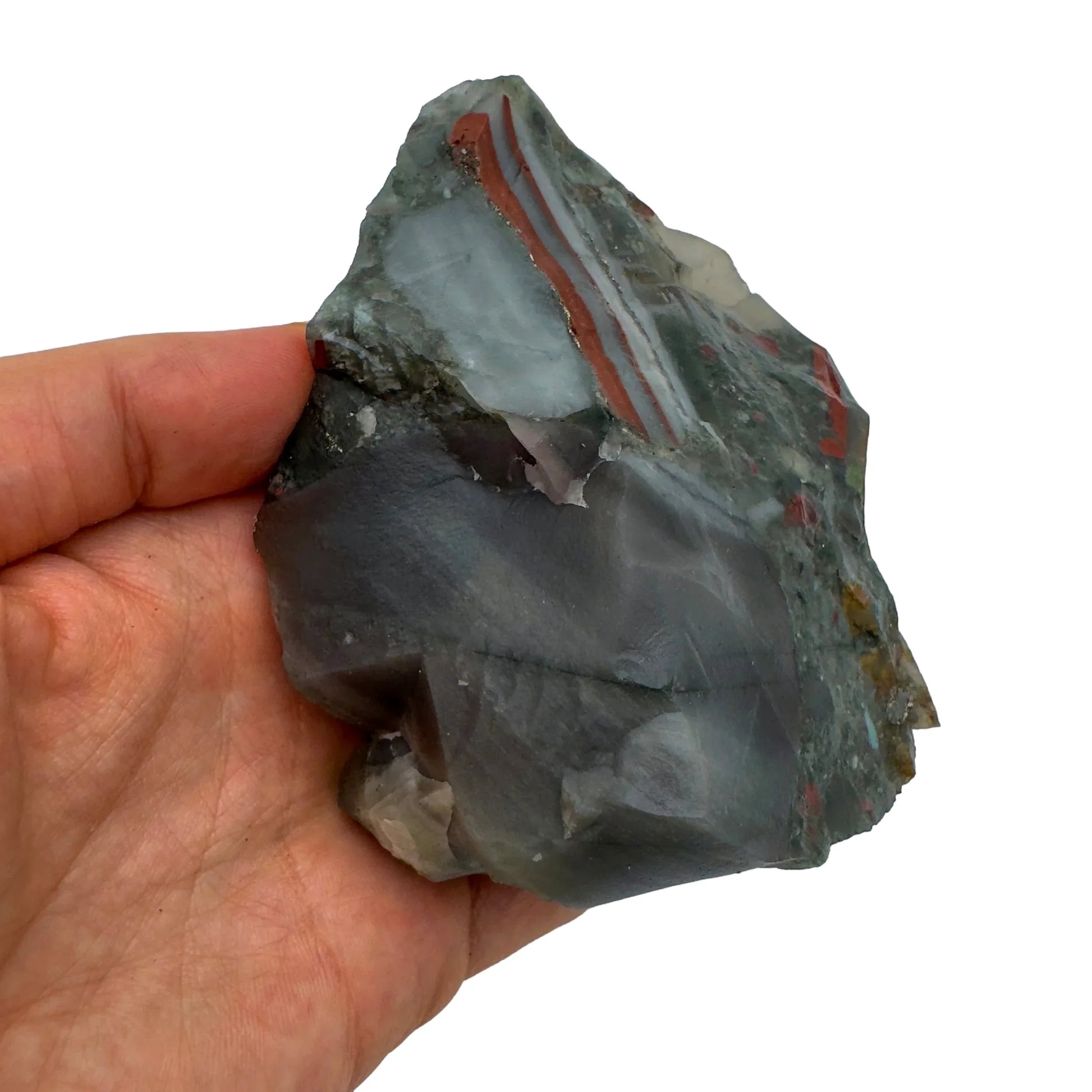 Detail shot of Grade AA Bloodstone specimen under natural light
