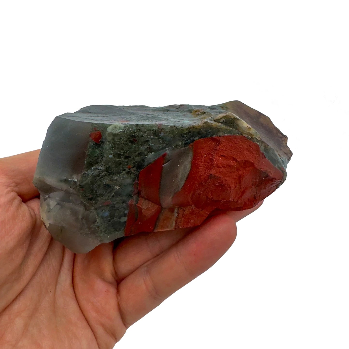 Full profile of Grade AA Bloodstone specimen ready to ship from Beyond Bohemian