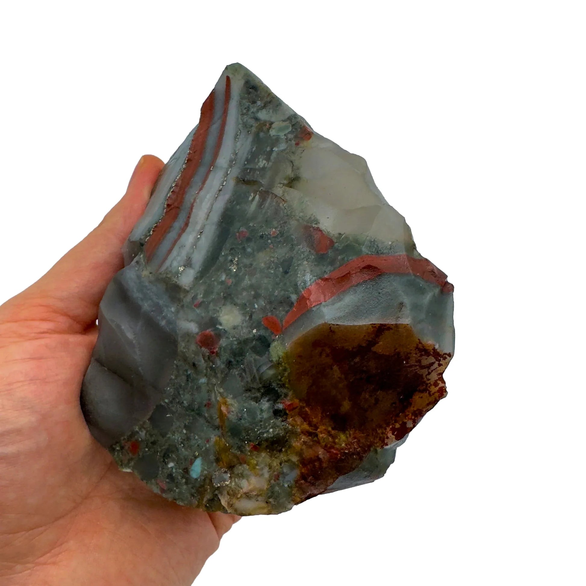 Full profile of Grade AA Bloodstone specimen ready to ship from Beyond Bohemian