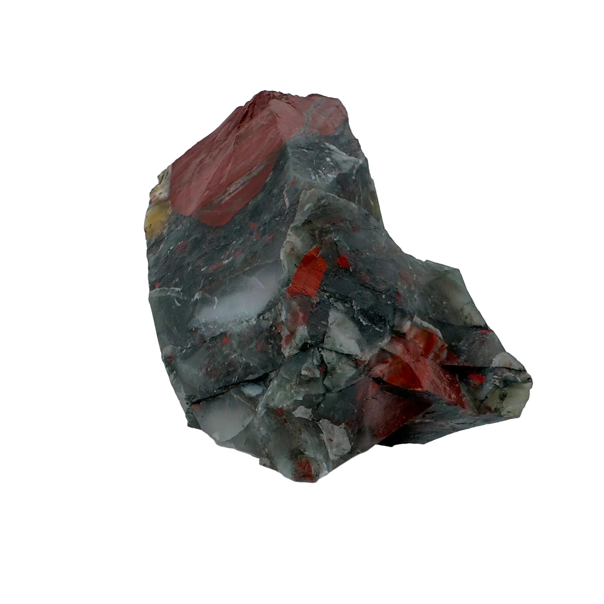 Back view of Grade AA Bloodstone specimen, from Hhohho, Eswatini, kept near for Energy and Protection.