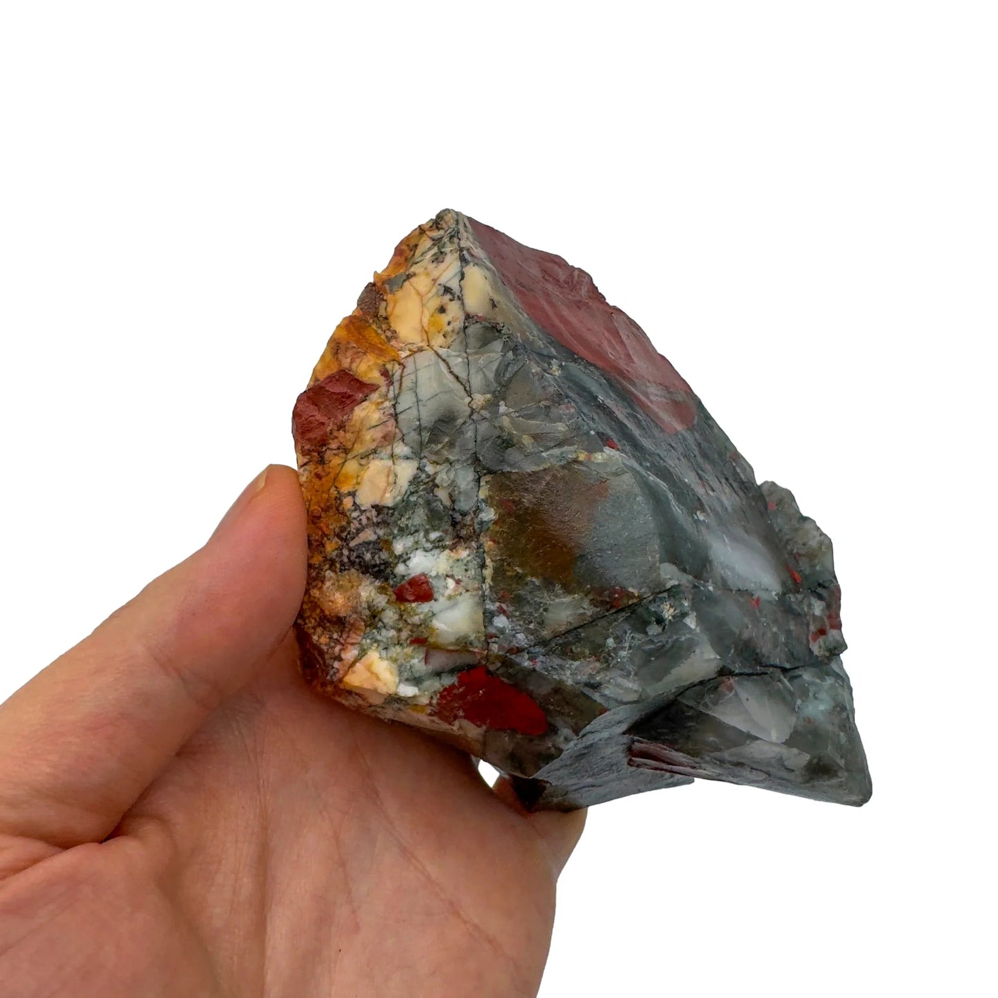 Back view of Grade AA Bloodstone specimen showing natural surface