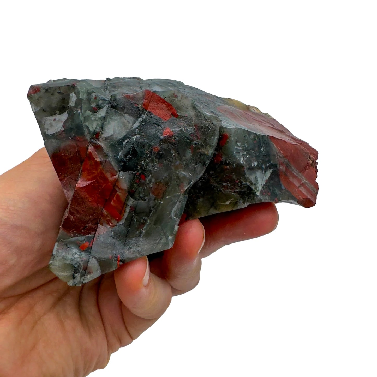 Full profile of Grade AA Bloodstone specimen ready to ship from Beyond Bohemian