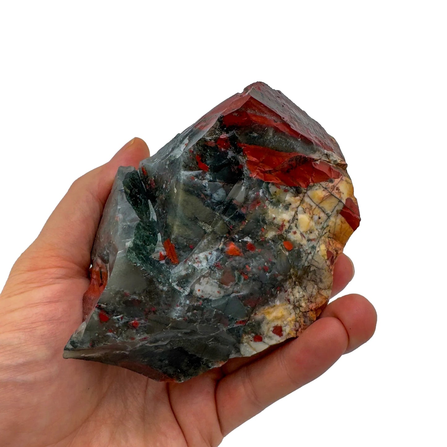 Full profile of Grade AA Bloodstone specimen ready to ship from Beyond Bohemian
