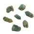 Eight A grade chlorite quartz raw crystal points from Zimbabwe, 1 to 1.50 inches, green chlorite sealed inside the quartz