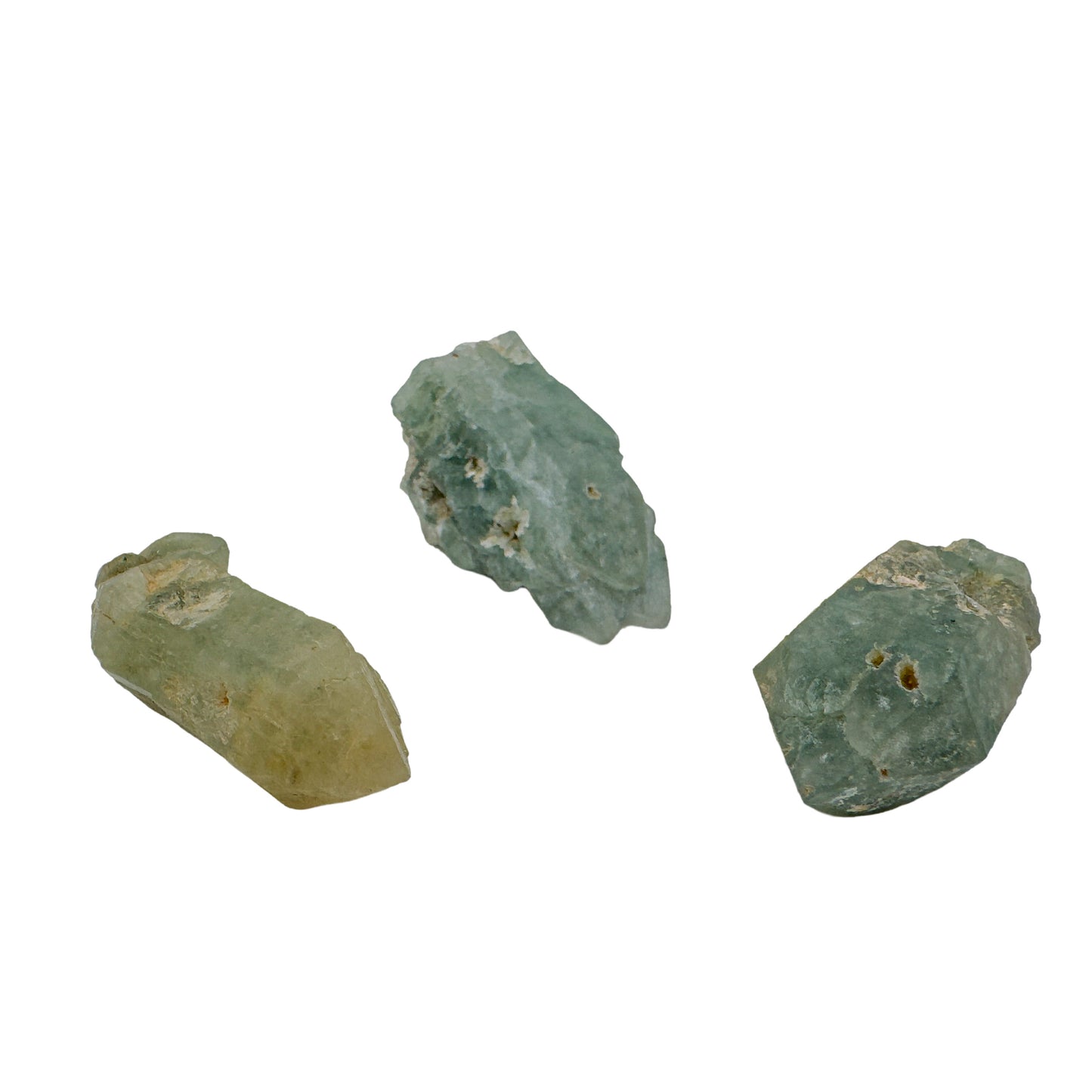 Five chlorite quartz raw points including one elongated terminated crystal, Mashonaland Central Zimbabwe