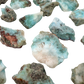 Group of A grade Larimar raw stones with grey host rock matrix visible on some faces