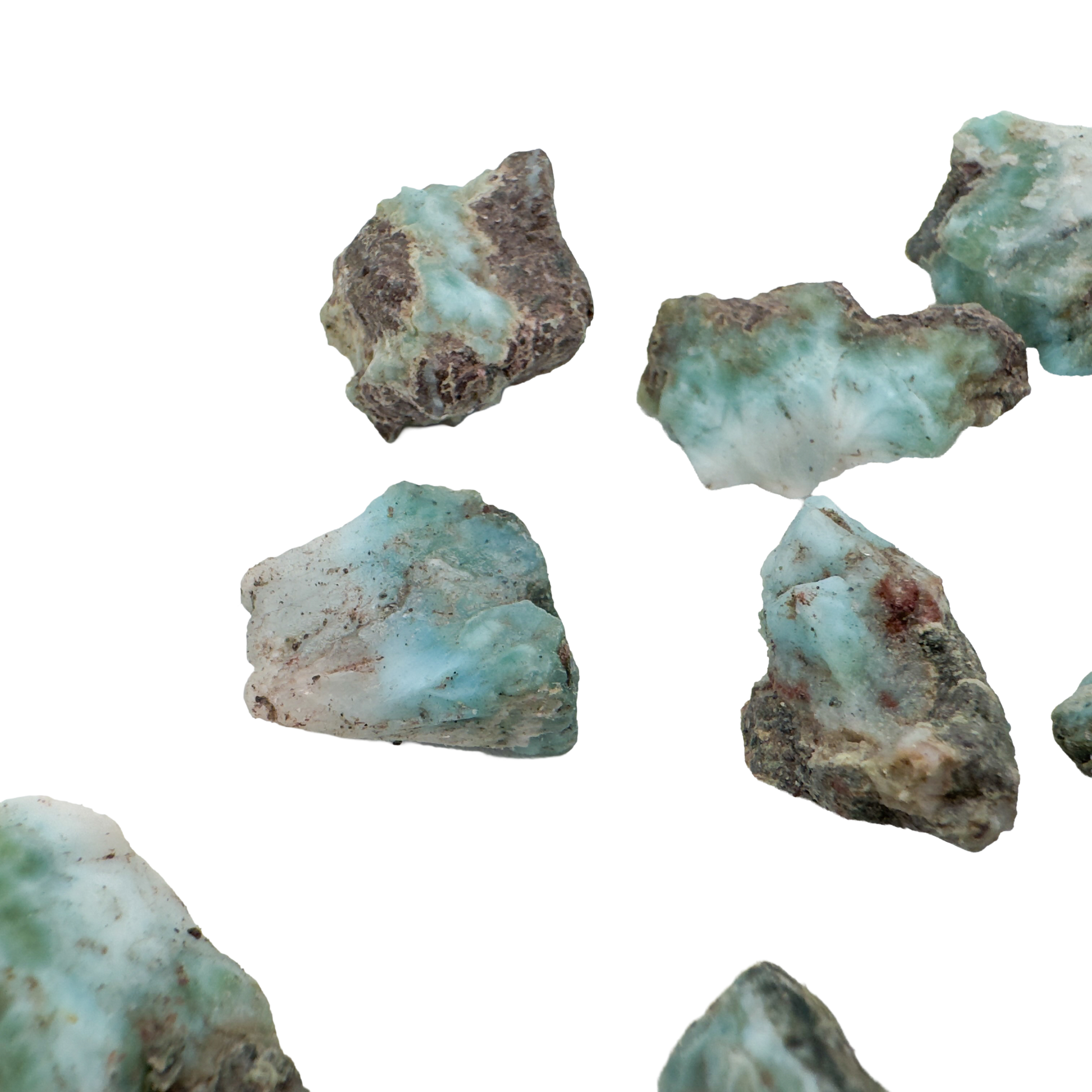 Smaller Larimar raw stones from the 0.5 to 1 inch batch, 24 to 40 pieces per pound