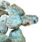 Larimar rough stones grouped to show scale and blue and white pattern variation