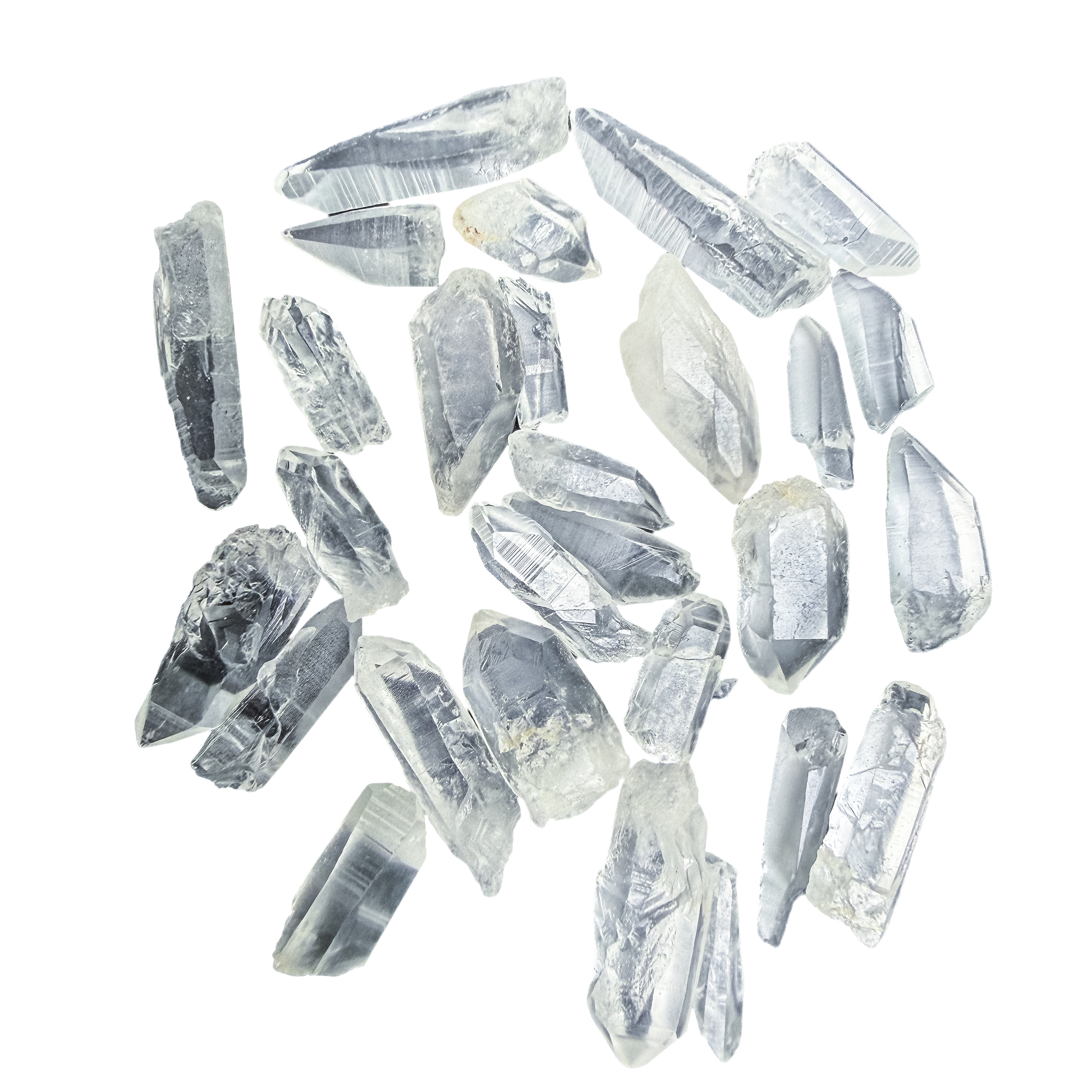 Close view of the horizontal ridges that identify Lemurian Quartz, on an A-grade Brazilian point of 10 to 30 grams.