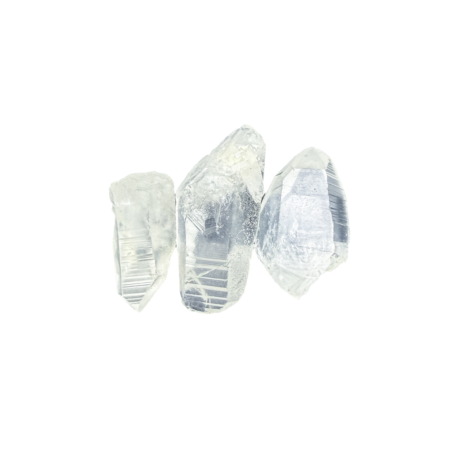 Lemurian Quartz from Minas Gerais photographed on white, showing colour and clarity across this 1 to 2 inches batch.