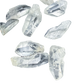 Top-down view of Brazilian Lemurian Quartz points, Mohs 7, jojoba finished, natural growth striations.
