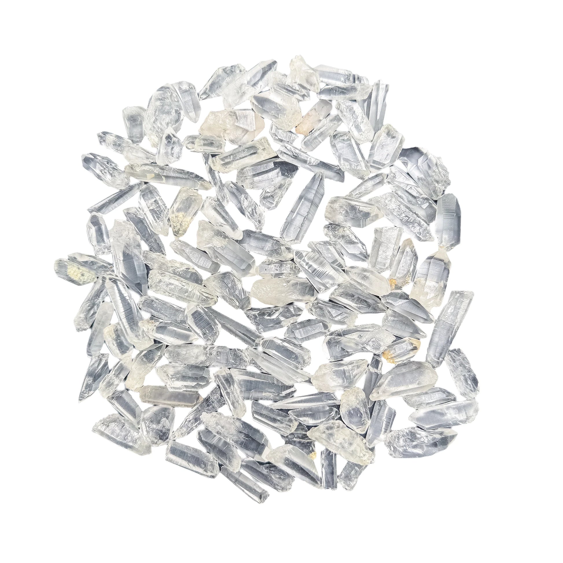 Full scatter of small Lemurian Quartz raw points, A grade, 0.50 to 1.50 inch, from Brazil