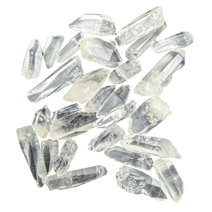 Full scatter of Lemurian Quartz raw crystal points, A grade, 1 to 2 inch, from Brazil