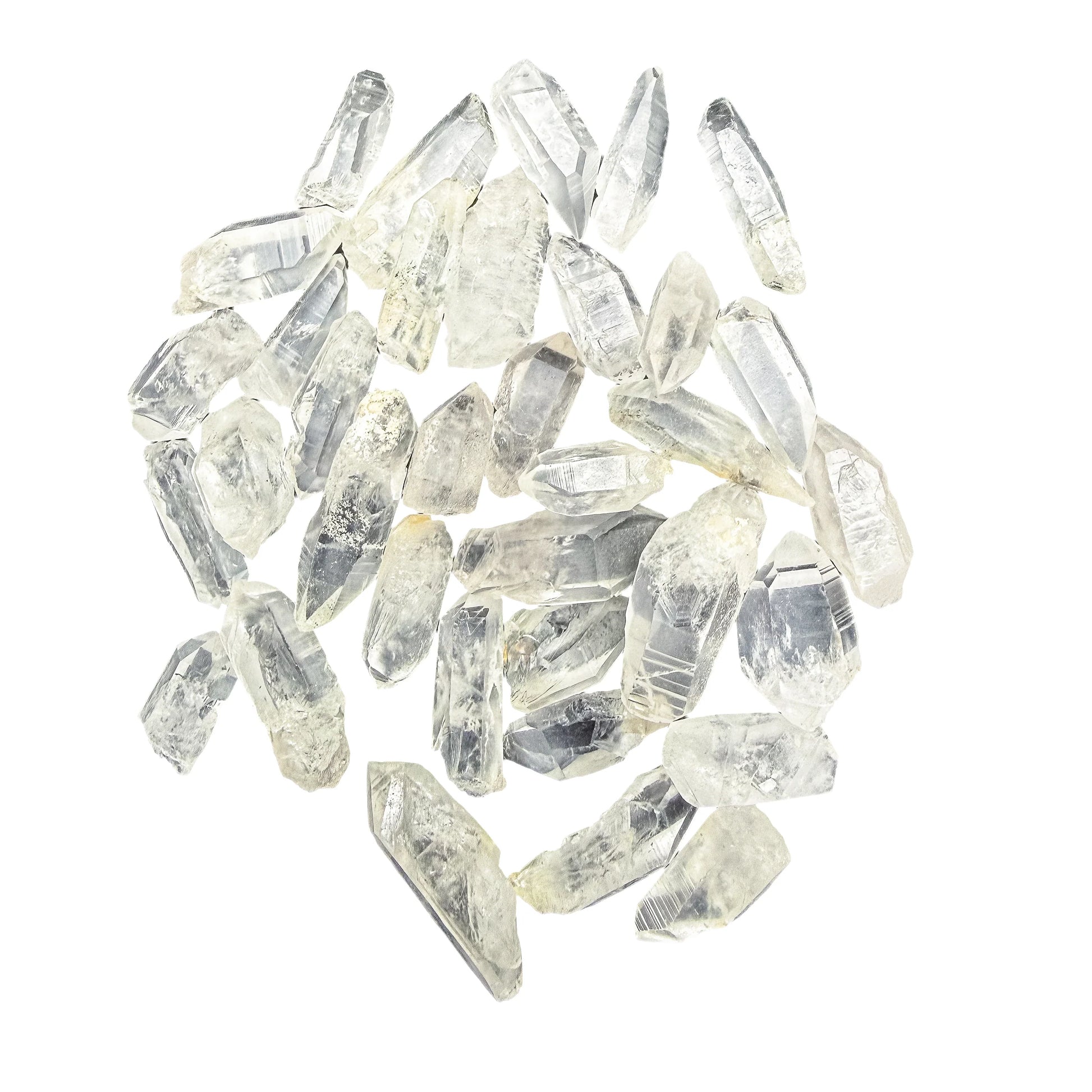 Light passing through a Lemurian Quartz point revealing internal veils