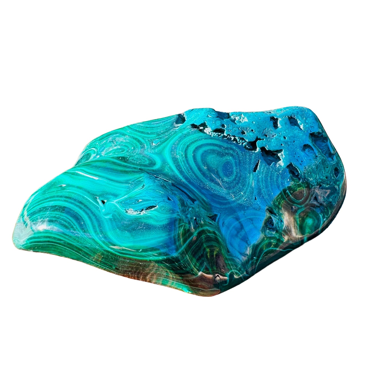 Full profile of Grade AA Malachite specimen ready to ship from Beyond Bohemian