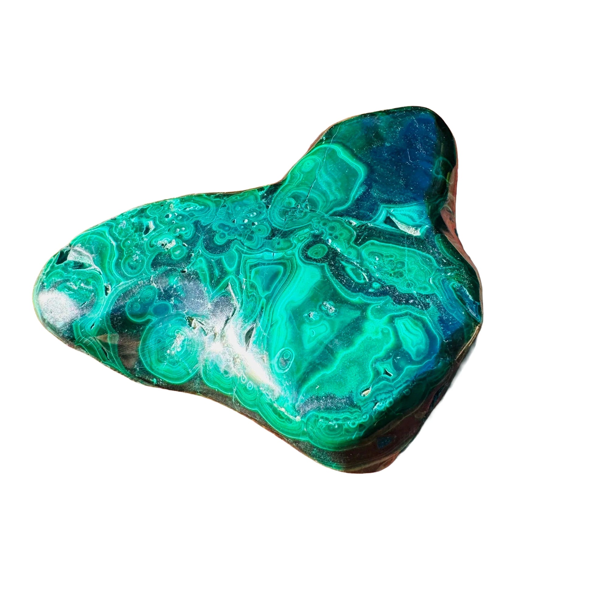 Back view of Grade AA Malachite specimen showing natural surface