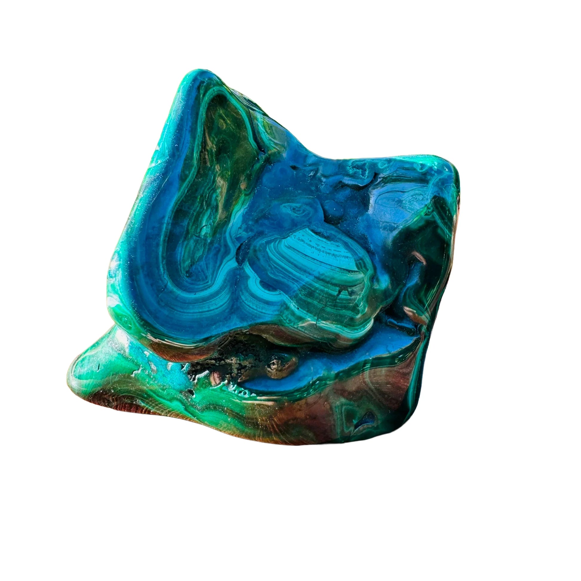 Back view of Grade AA Malachite specimen showing natural surface