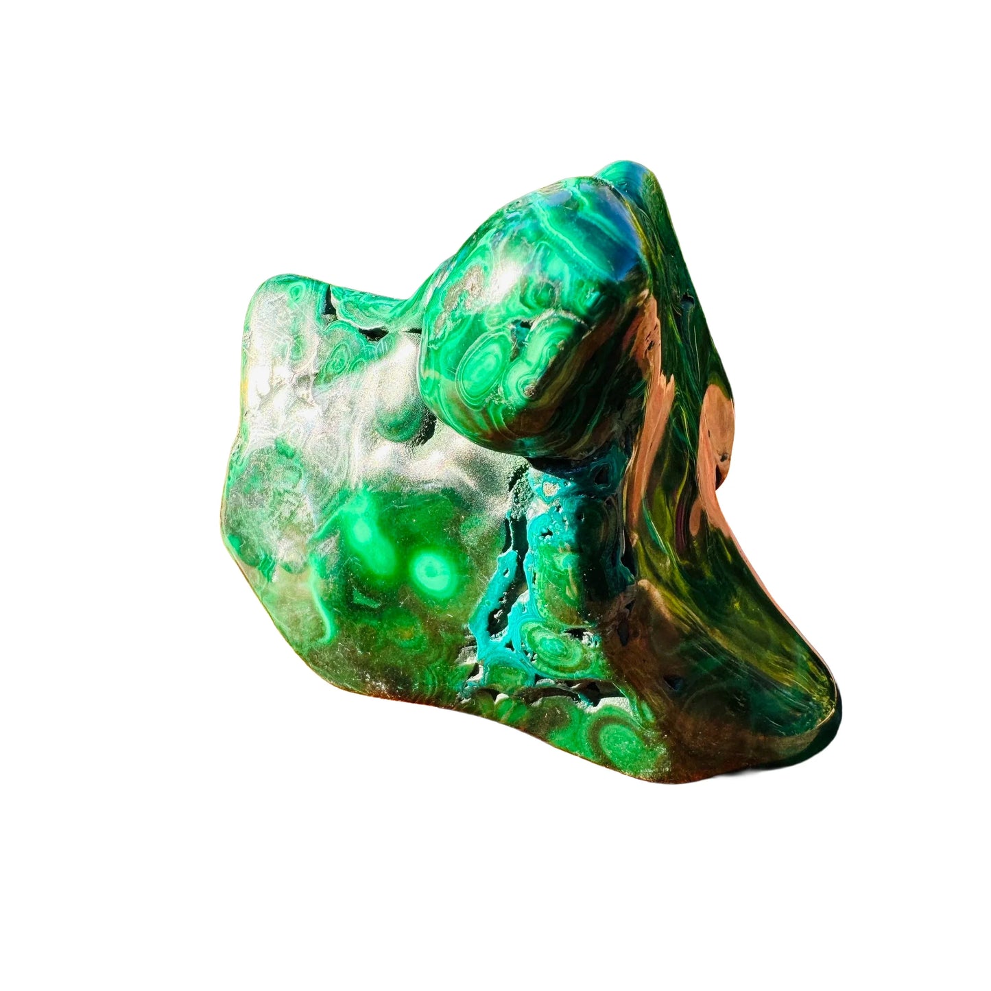 Full profile of Grade AA Malachite specimen ready to ship from Beyond Bohemian