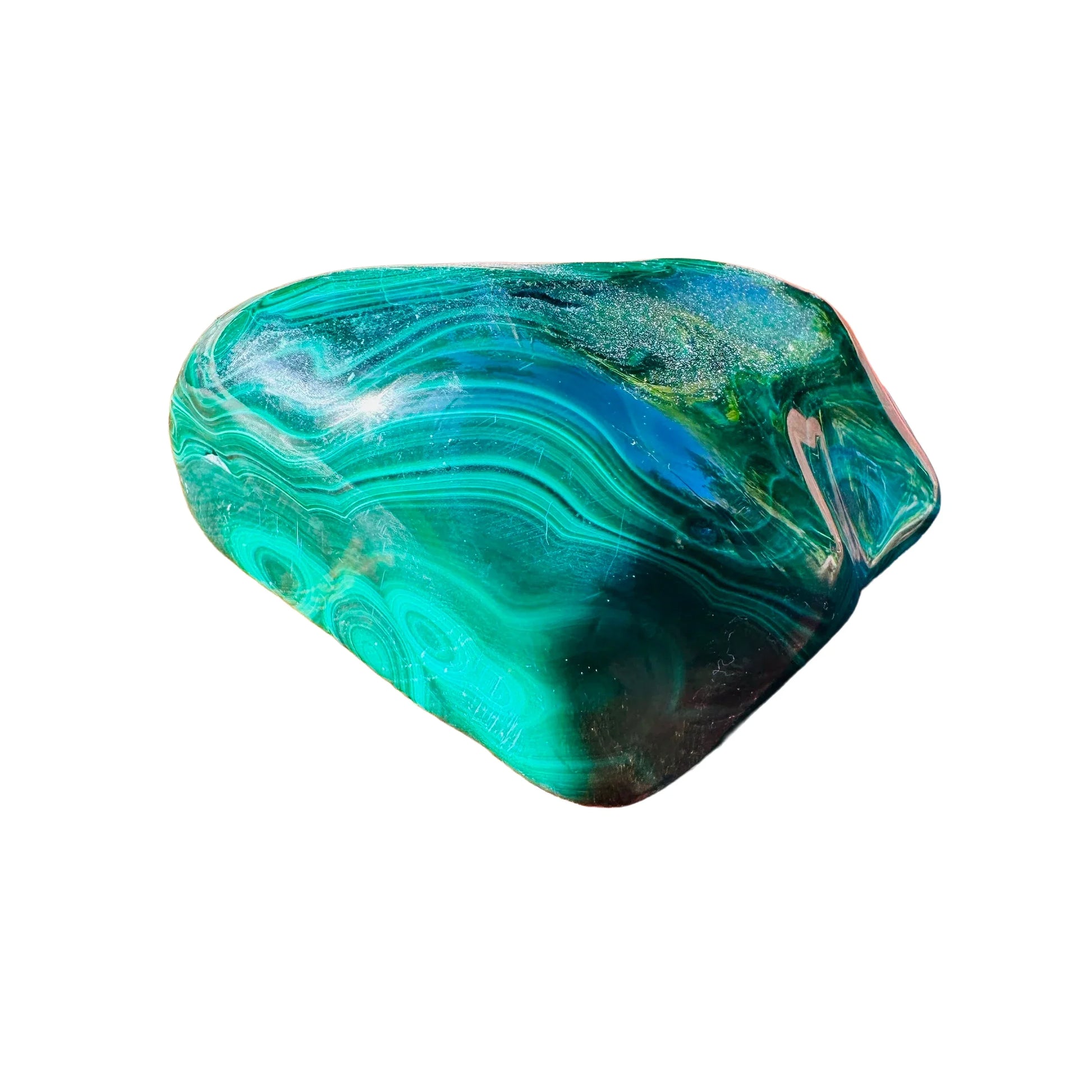 Back view of Grade AA Malachite specimen showing natural surface