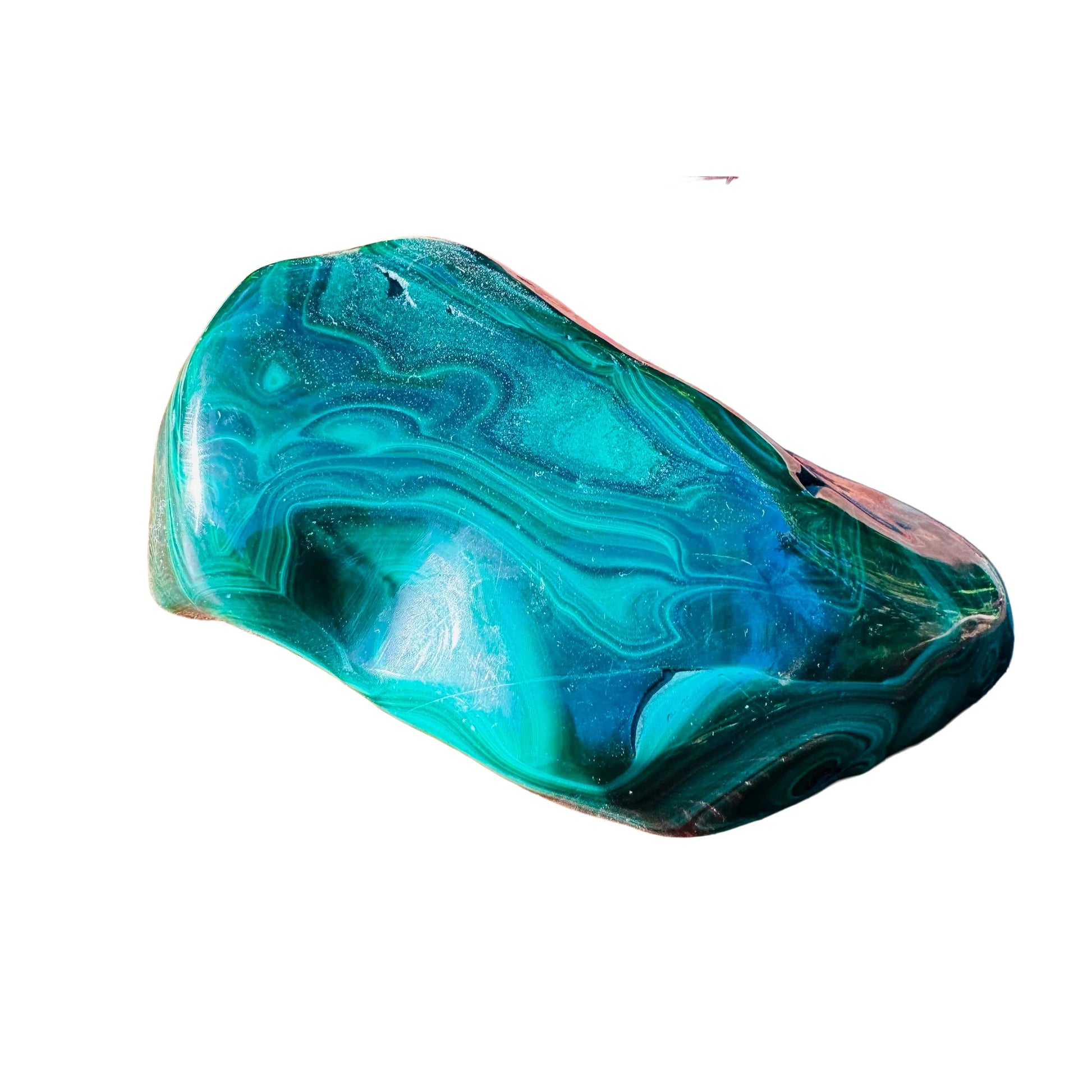 Detail shot of Grade AA Malachite specimen under natural light