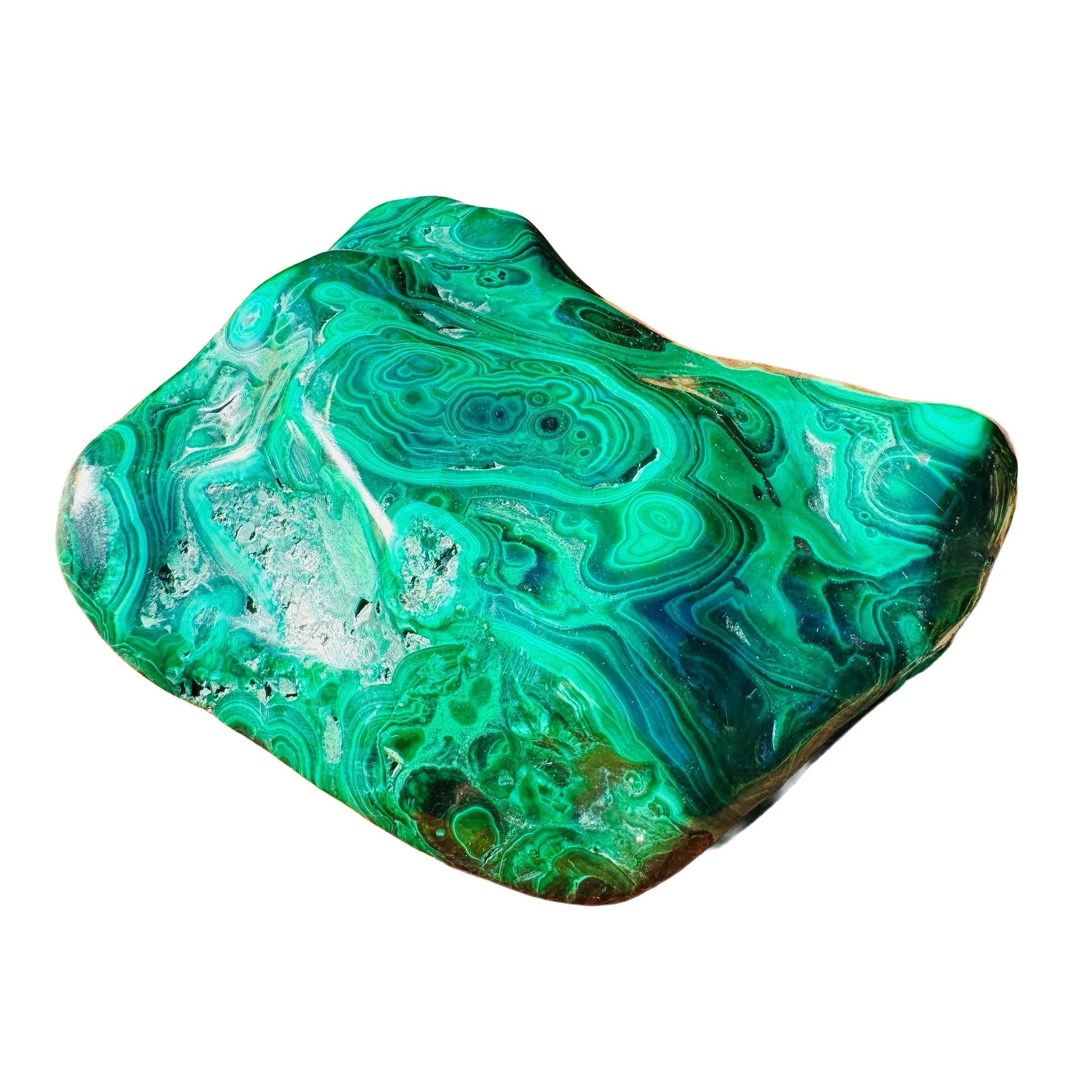 Back view of Grade AA Malachite specimen showing natural surface