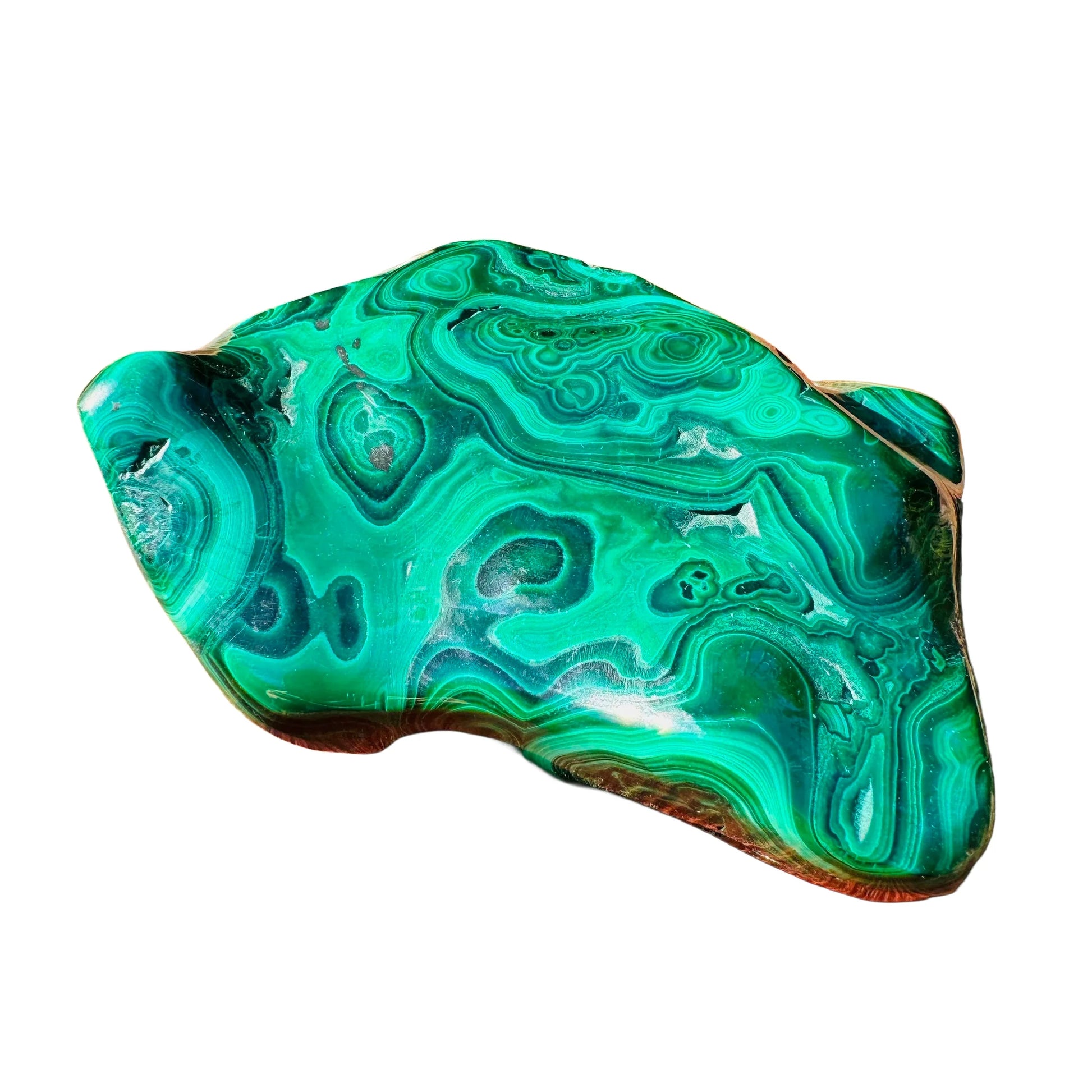 Detail shot of Grade AA Malachite specimen under natural light