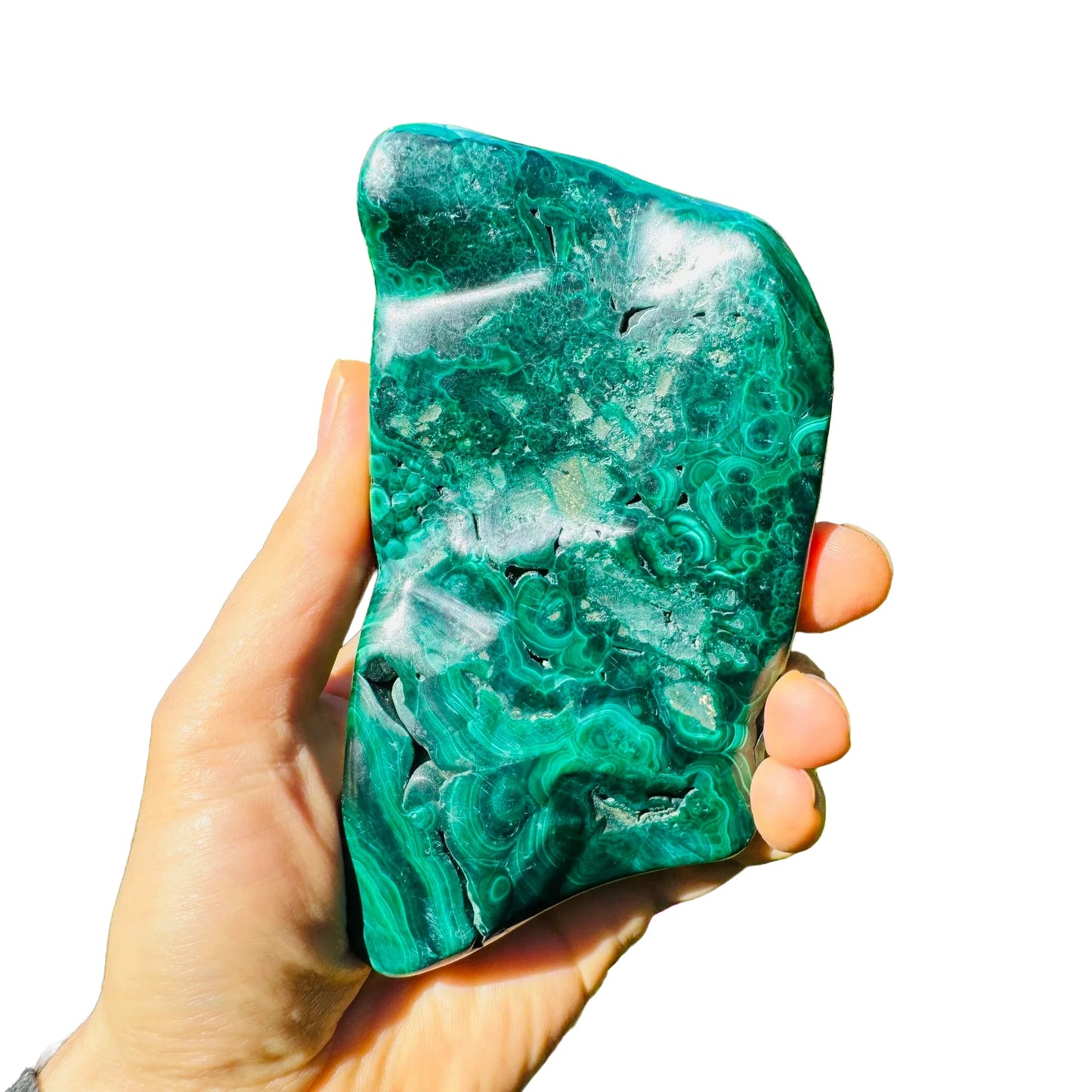 Grain detail of green Malachite specimen, from Haut-Katanga, Democratic Republic of the Congo, showing subtle veining.