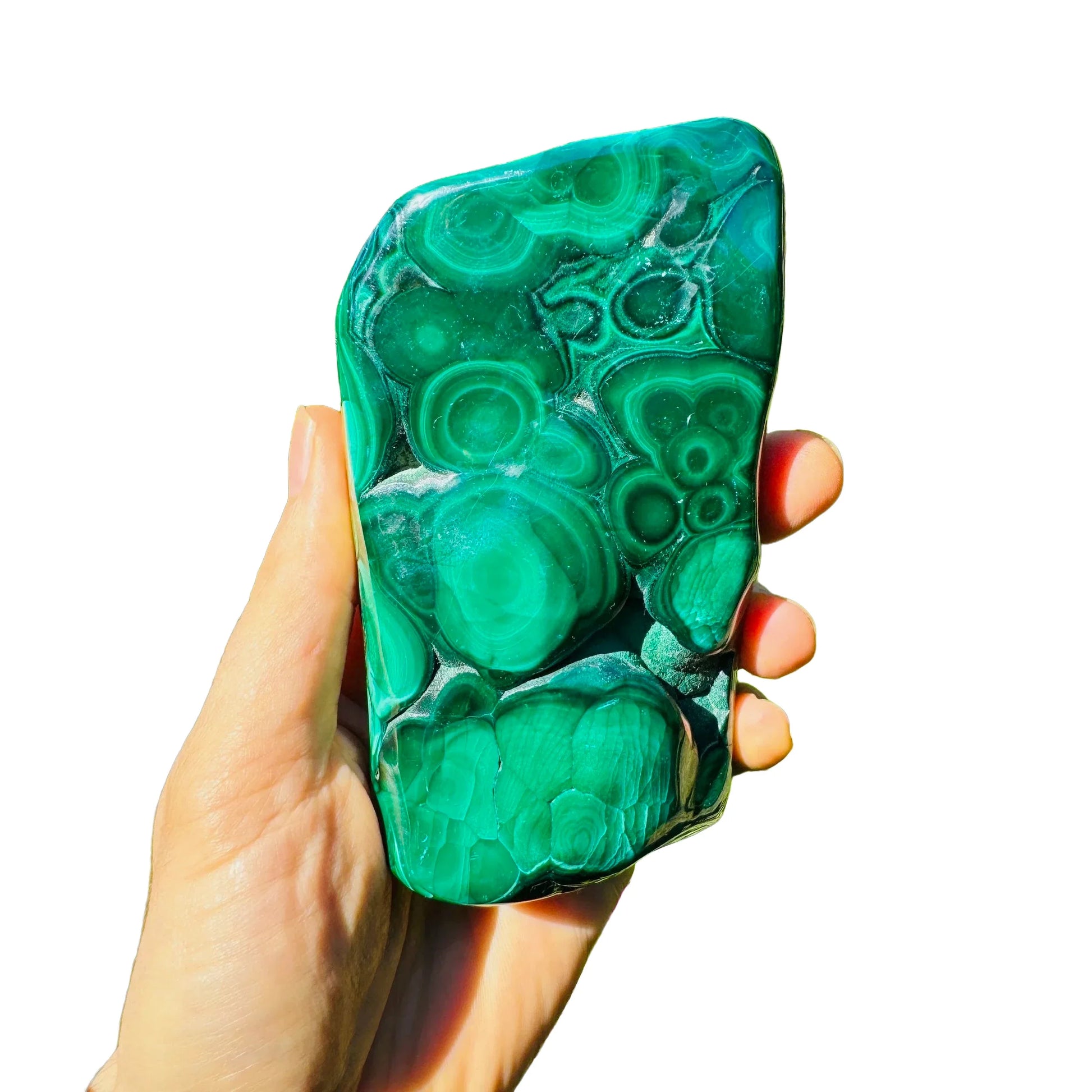 Opposite side of Malachite specimen, showing natural texture, drawn on for Emotional Healing and Protection.
