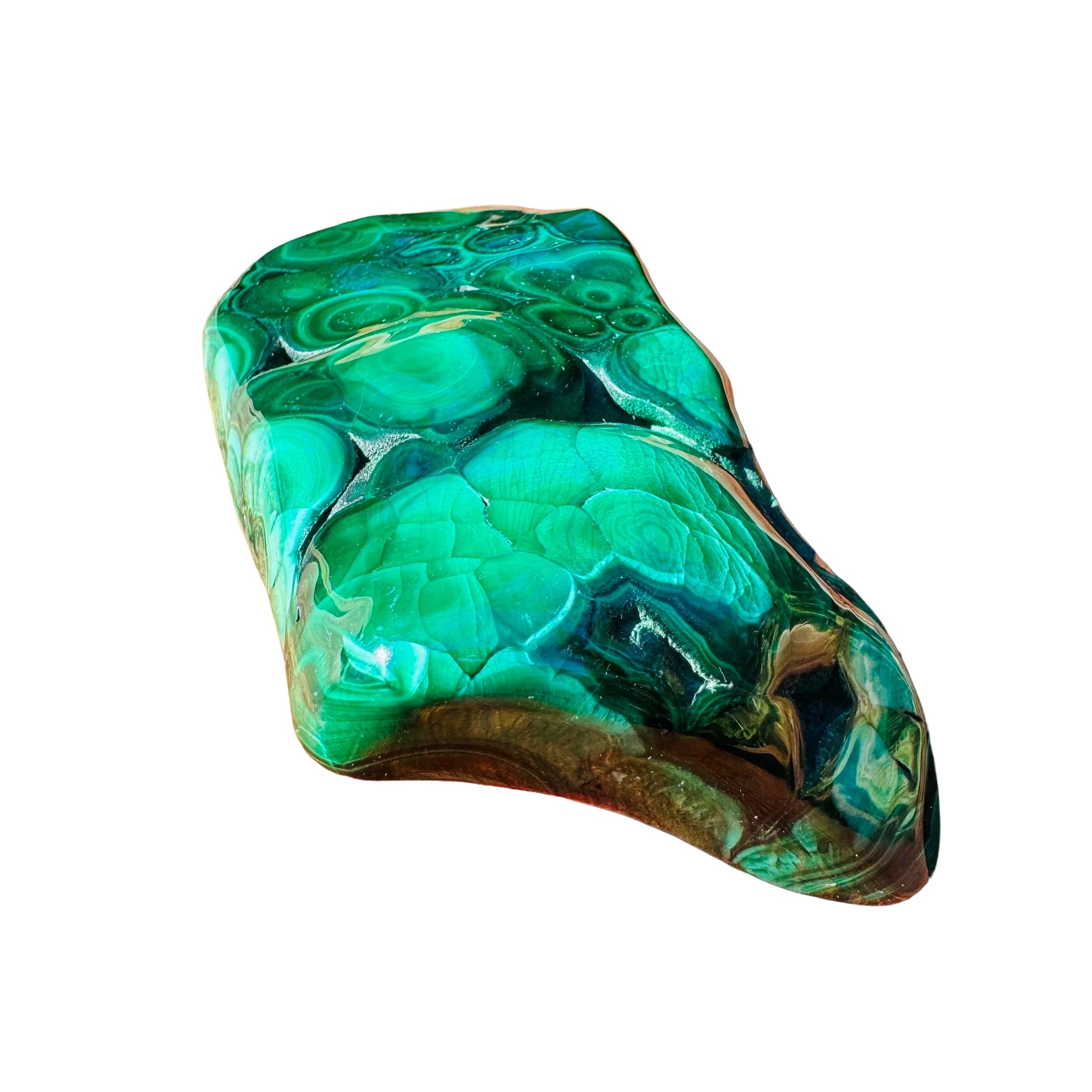 Back view of Grade AA Malachite specimen showing natural surface