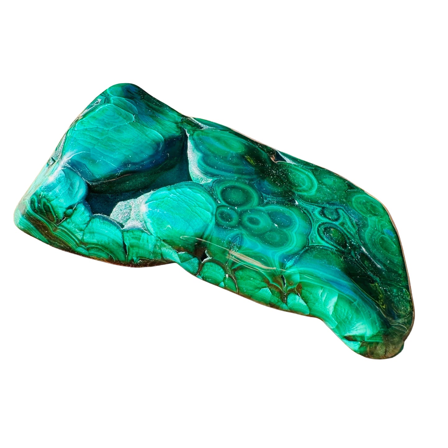 Full profile of Grade AA Malachite specimen ready to ship from Beyond Bohemian
