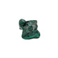 The same malachite specimen from a compact angle, with a rounded knob rising above the banded body.
