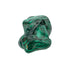 Compact angled view of the malachite specimen, showing tight rings of banding across its rounded faces.