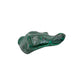 Close side profile of the malachite specimen, showing the jagged natural edge where the polish meets the raw stone.
