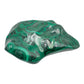 AA-grade malachite specimen from Haut-Katanga, Democratic Republic of the Congo, shown from a three-quarter angle with green banding curving across its low, wide profile.