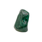 Side angle of the malachite specimen with a darker ring of banding visible near its lower edge.