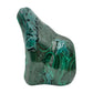 Tall, narrow view of the malachite specimen where the surface leans more gray than green.