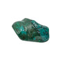 AA-grade malachite specimen from Haut-Katanga, Democratic Republic of the Congo, shown at an angle with a raw, unpolished patch left along the top edge.
