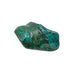 AA-grade malachite specimen from Haut-Katanga, Democratic Republic of the Congo, shown at an angle with a raw, unpolished patch left along the top edge.