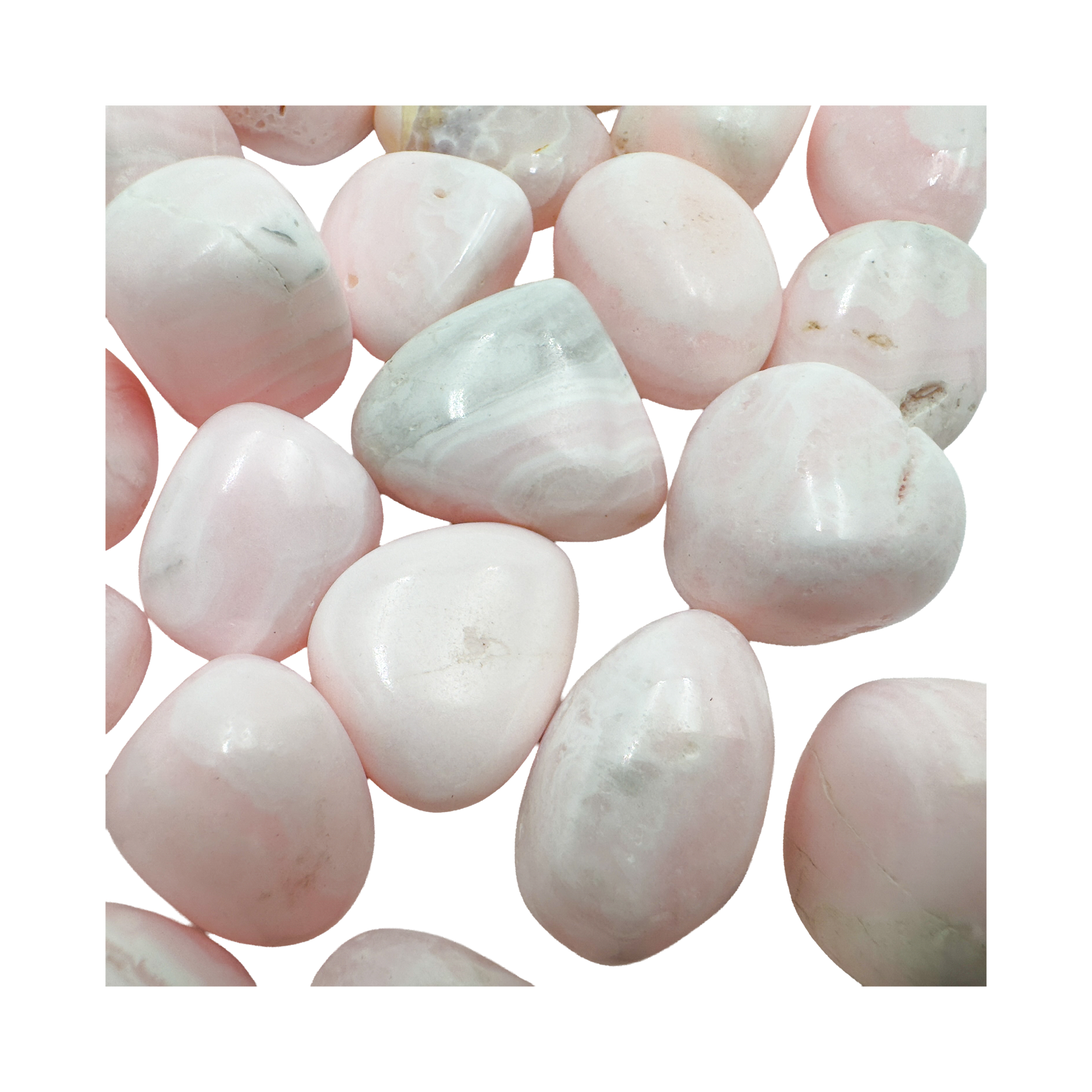 Natural Mangano Calcite, pale pink with white veining, hand polished, from Peru