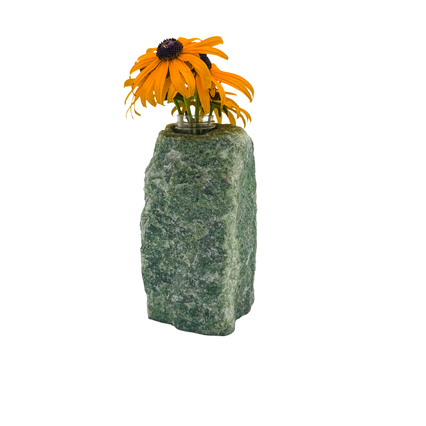 Nephrite jade crystal vase in mottled forest green stone, A grade, Minas Gerais Brazil, view 1