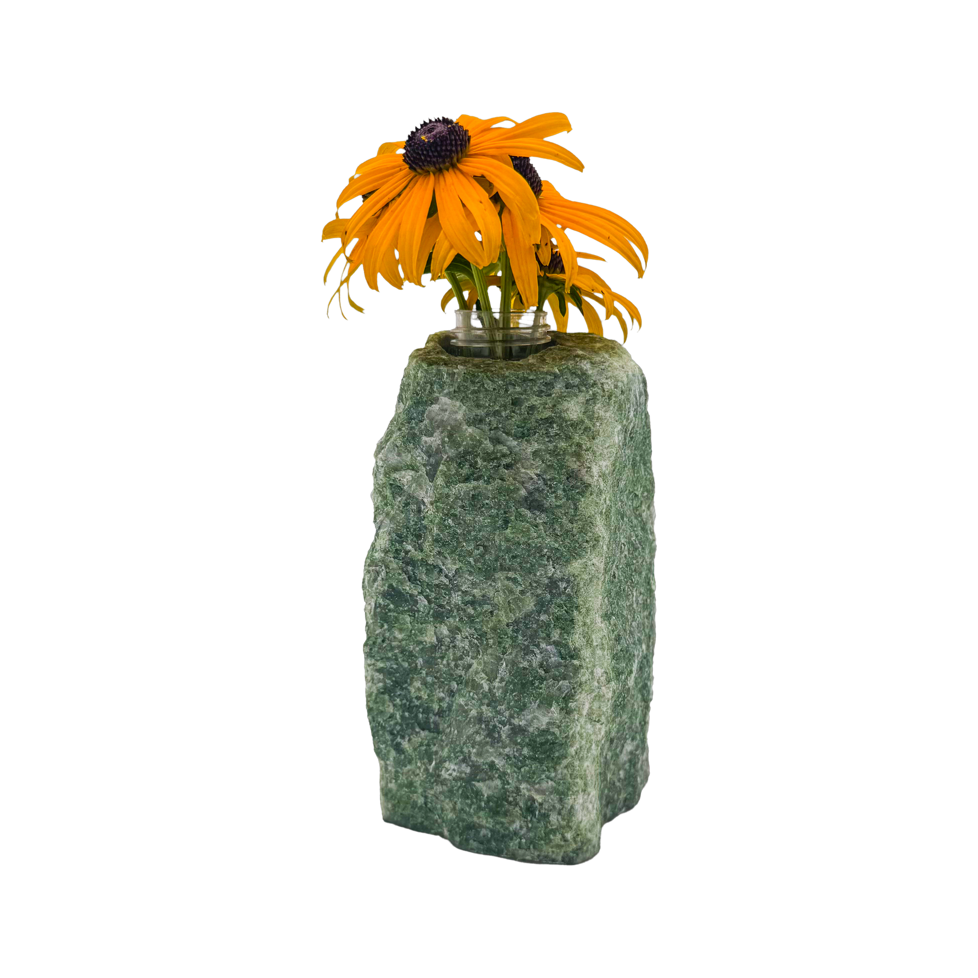 Nephrite jade crystal vase in mottled forest green stone, A grade, Minas Gerais Brazil, view 1