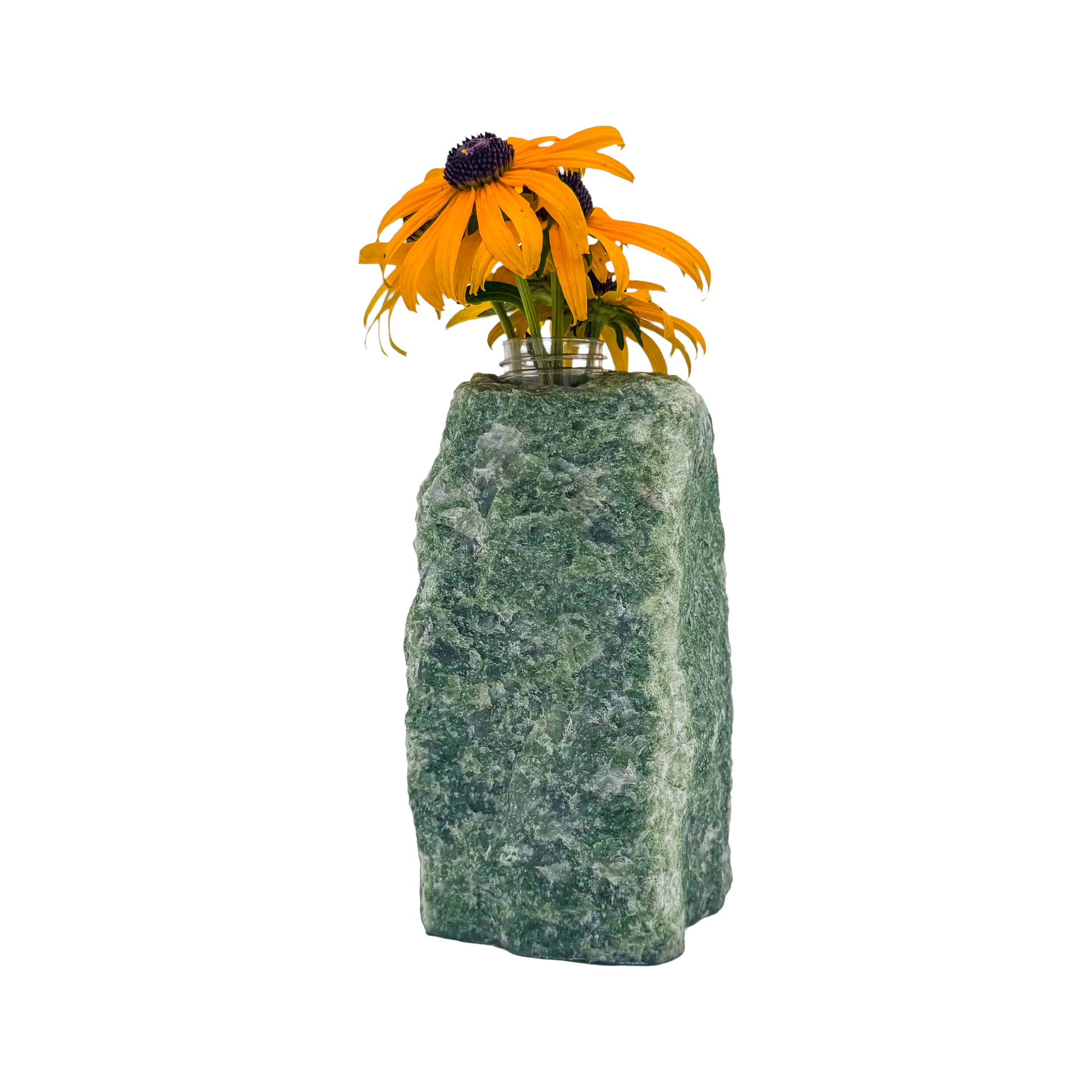 Nephrite jade crystal vase in mottled forest green stone, A grade, Minas Gerais Brazil, view 2