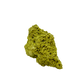 The left profile of nontronite no. 10, a 1.97 inch tall piece whose yellow-green surface reads as clustered bubbles.