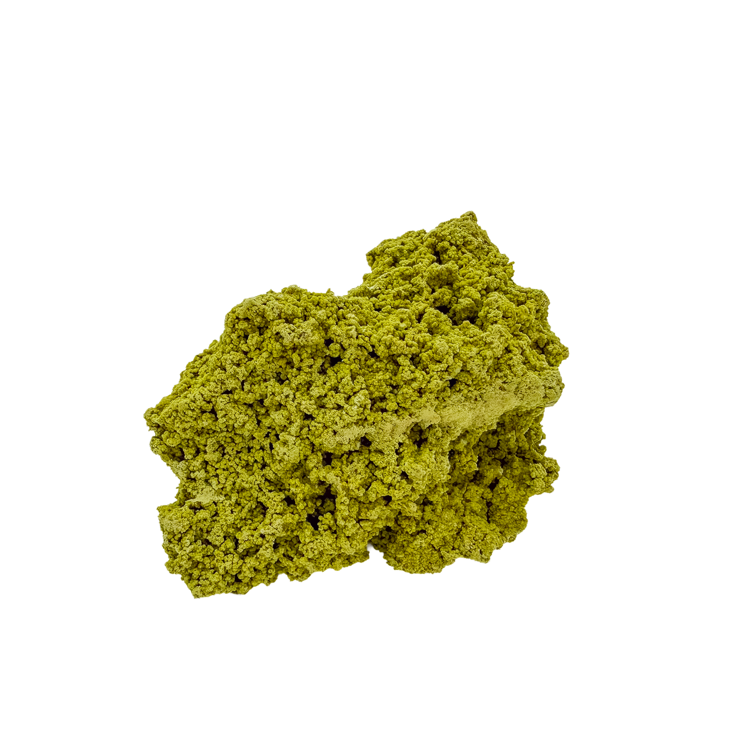 Primary display face of a 56 gram nontronite specimen, no. 10, its rounded olive-green growths covering weathered host rock.