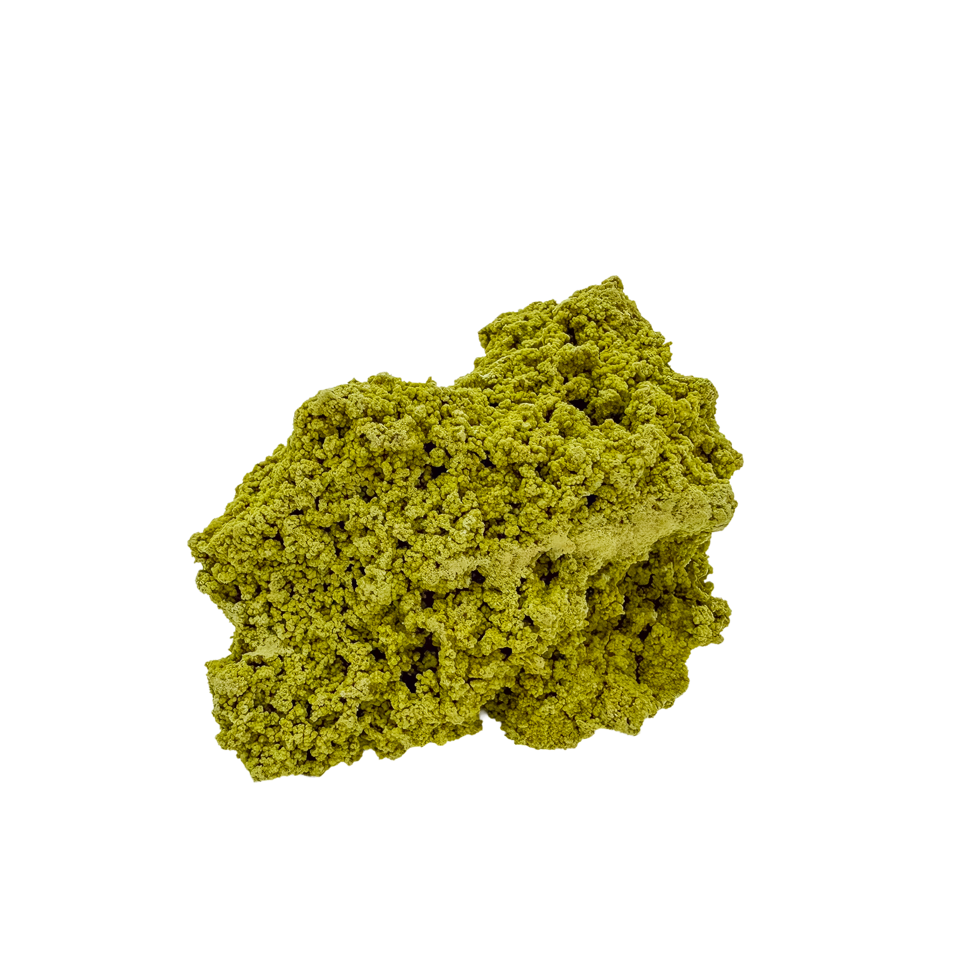 Primary display face of a 56 gram nontronite specimen, no. 10, its rounded olive-green growths covering weathered host rock.