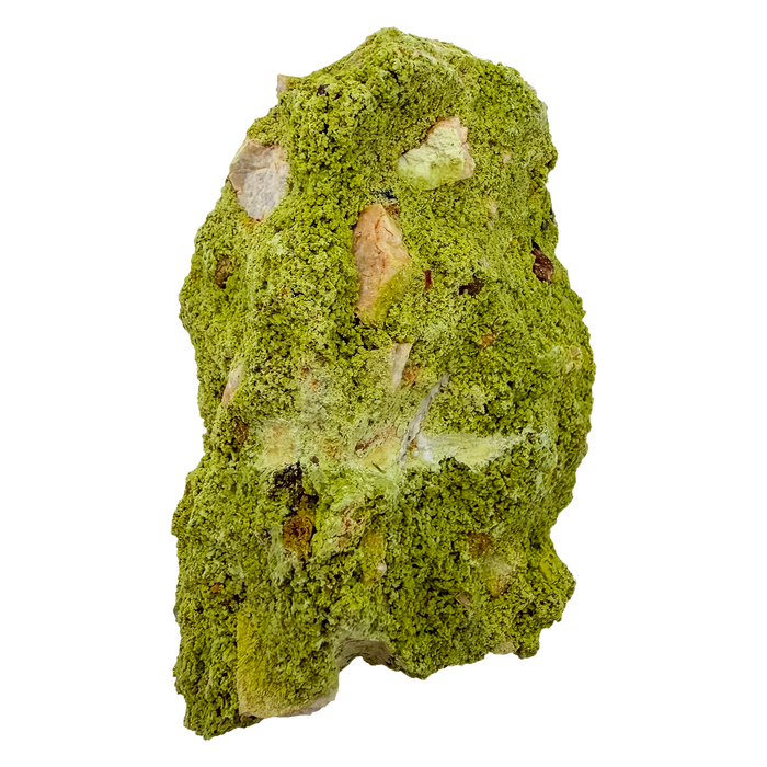 Nontronite specimen no. 11 photographed angled three-quarter view, a 3.60 by 2.41 inch piece of soft Mohs 1-2 clay mineral.