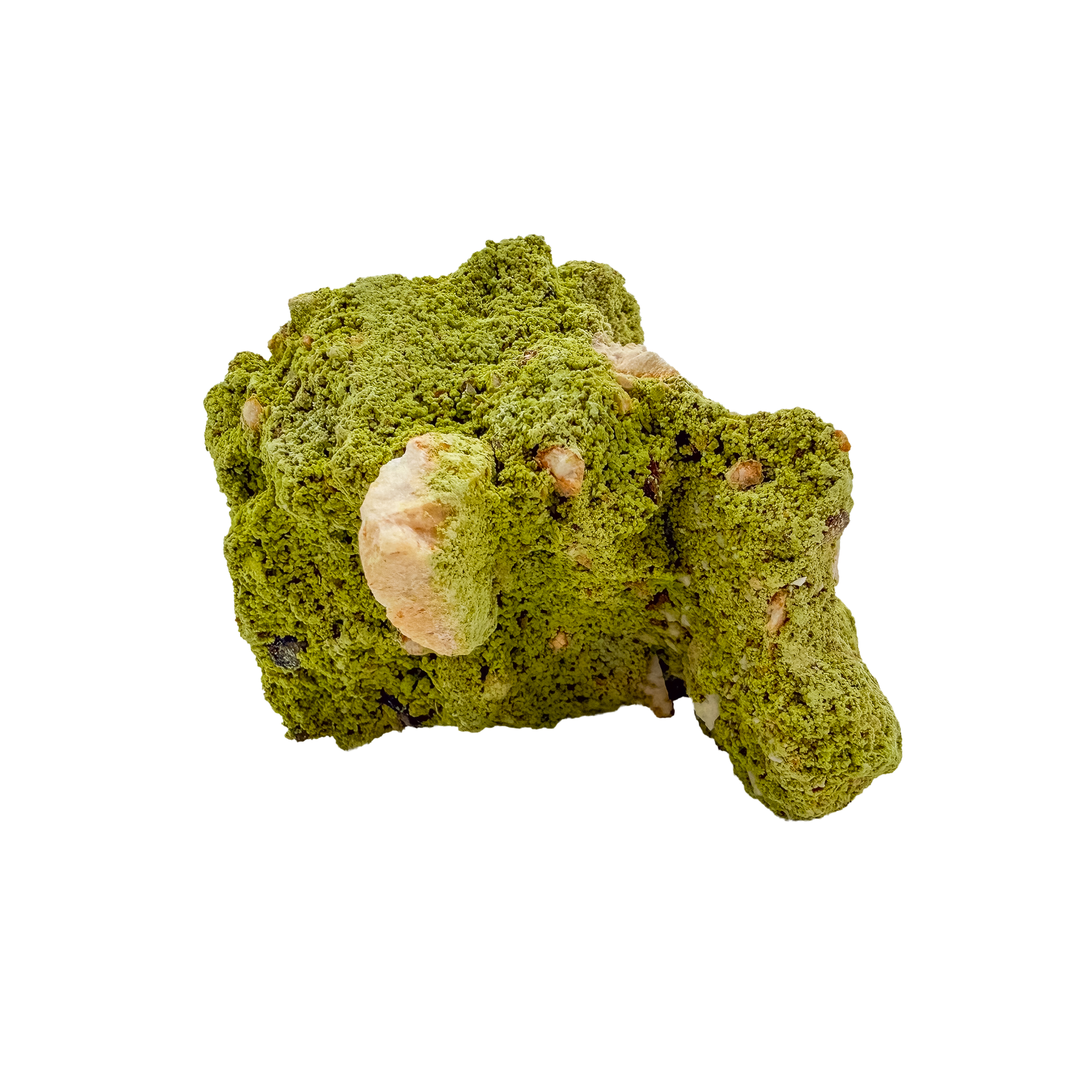 Nontronite no. 14 seen from the right profile: 180 grams of iron-rich smectite clay in chartreuse and olive tones.